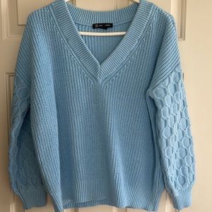 International Concepts Long Sleeve Light Blue  Cropped Knit  Sweater Size Small